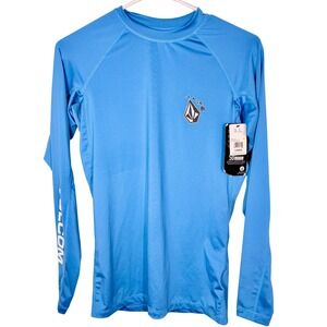 NWT Men's Volcom Stonerigger LS Rash Guard Shirt‎ Blue UPF 50 Surf Swim - Large